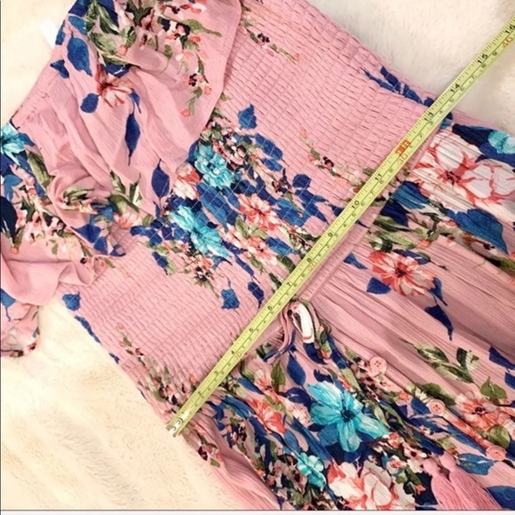 *SOLD* Off shoulder floral midi maxi dress buttons - Picture 11 of 13